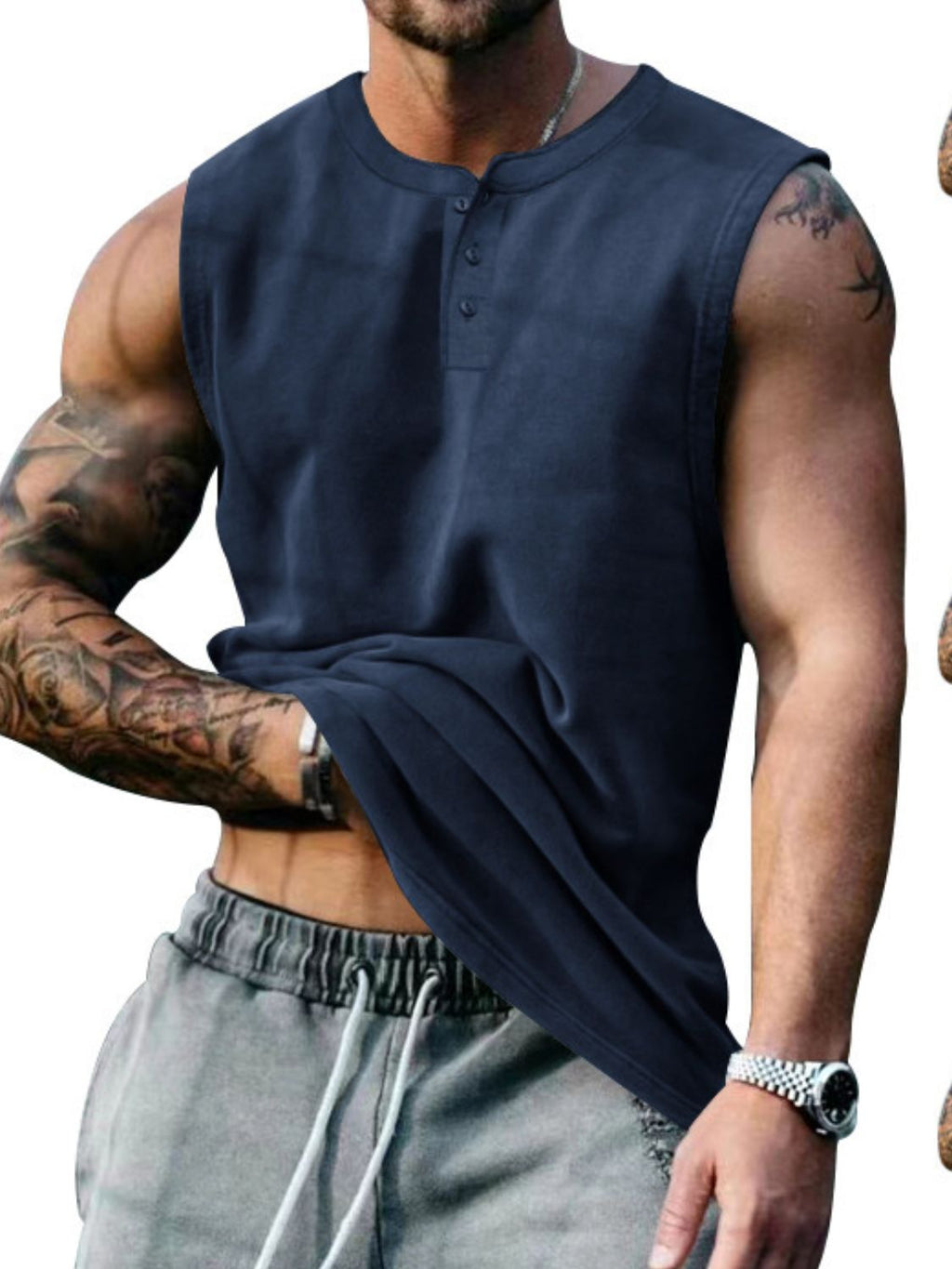 Men's Plus Size Round Neck Tank
