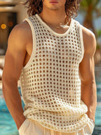 Men's Openwork Round Neck Tank