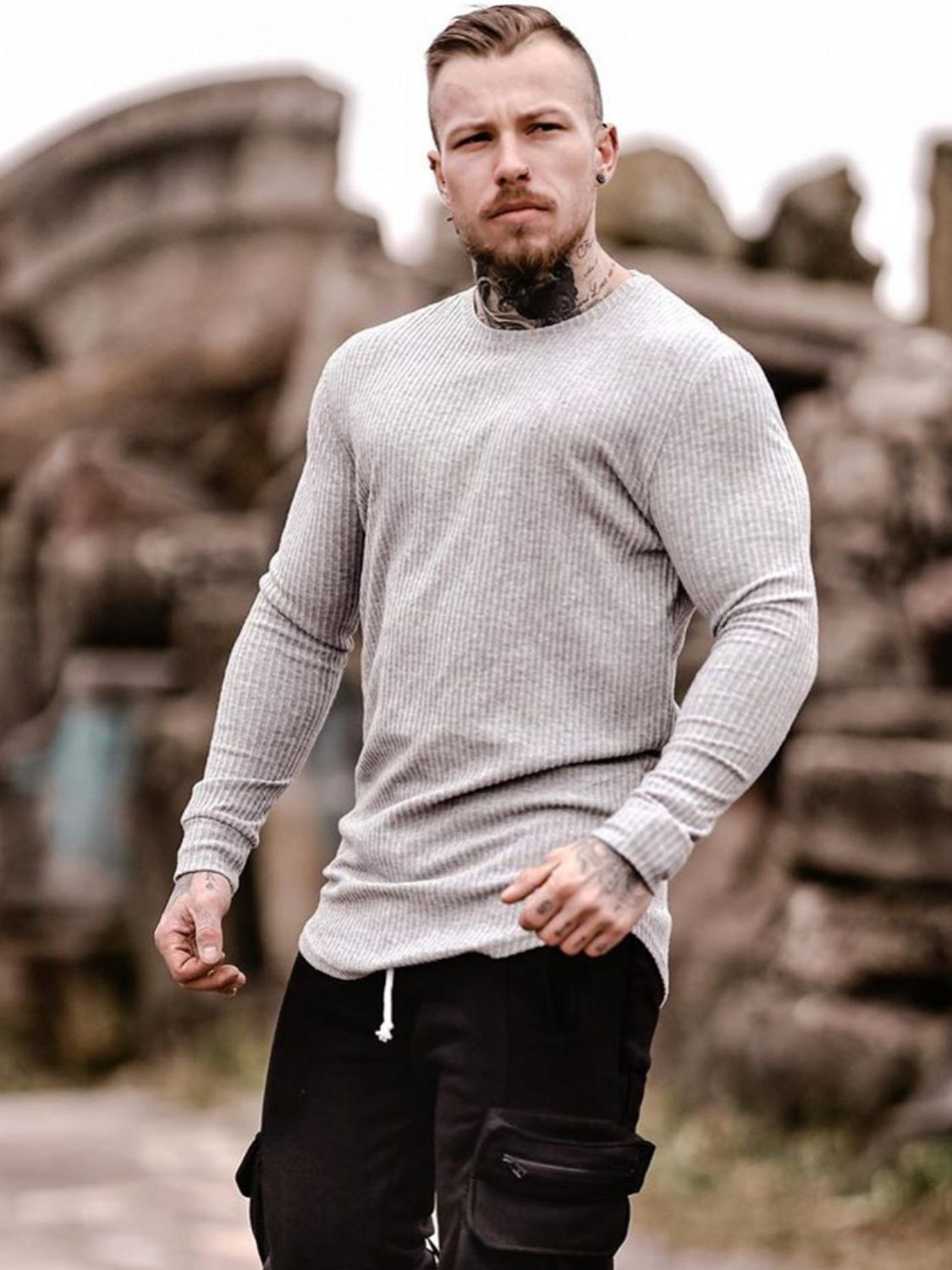 Men's Round Neck Long Sleeve T-Shirt