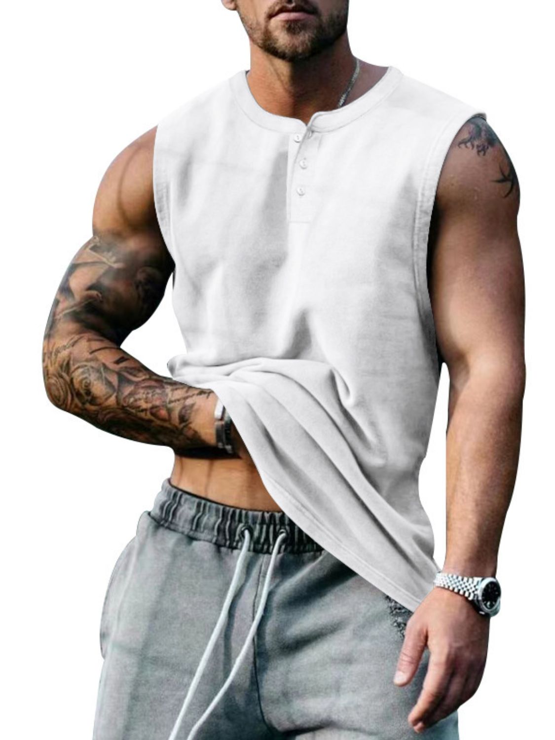 Men's Plus Size Round Neck Tank