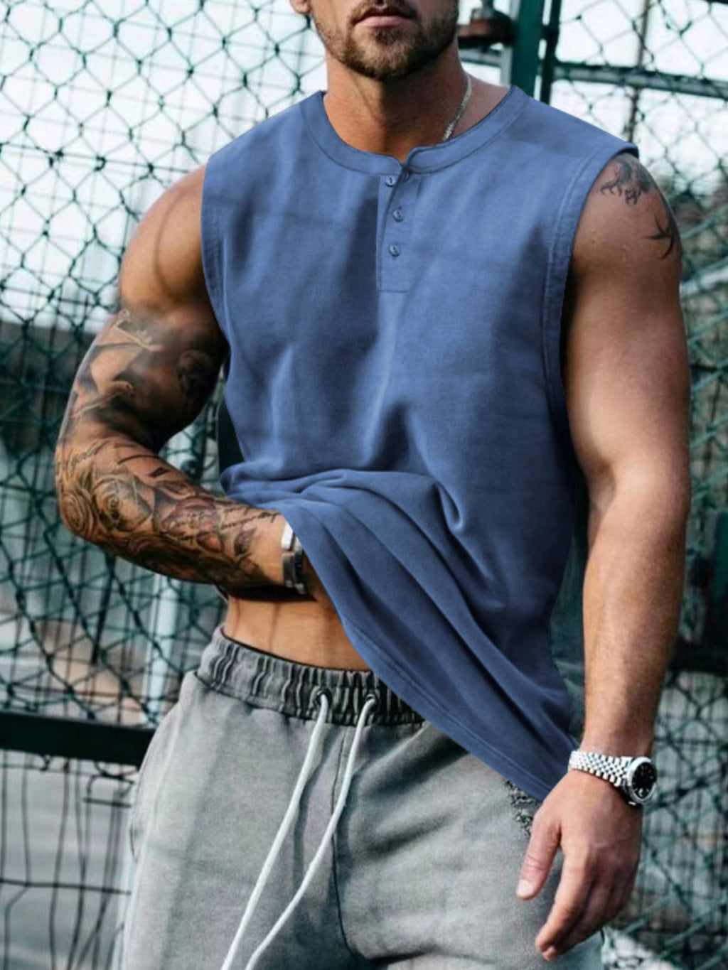 Men's Plus Size Round Neck Tank