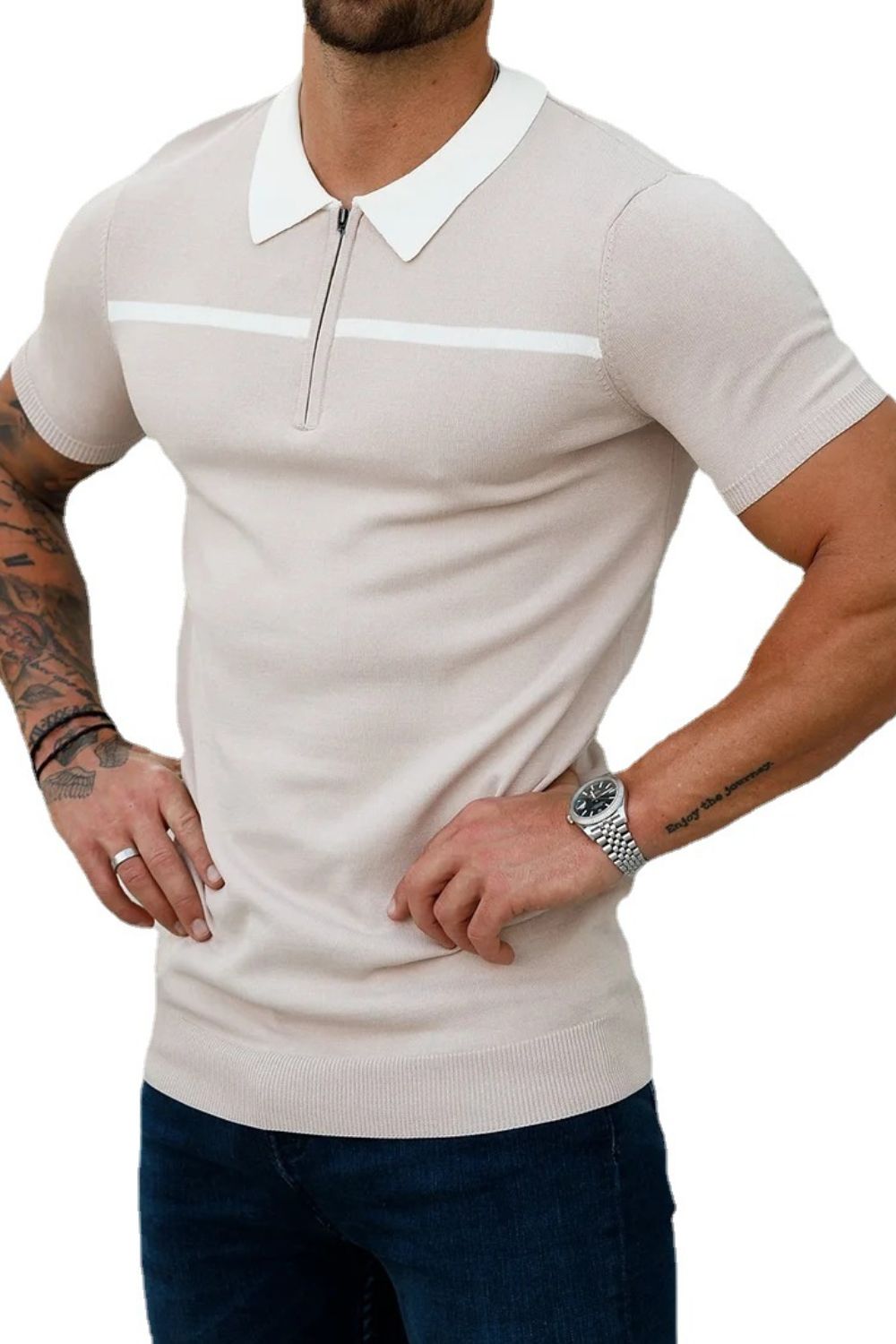 Men's Plus Size Collared Neck Short Sleeve Polo