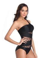 One Shoulder Polka Dot One-Piece Swimwear