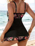 Slit Printed Adjustable Strap Two-Piece Swim Set