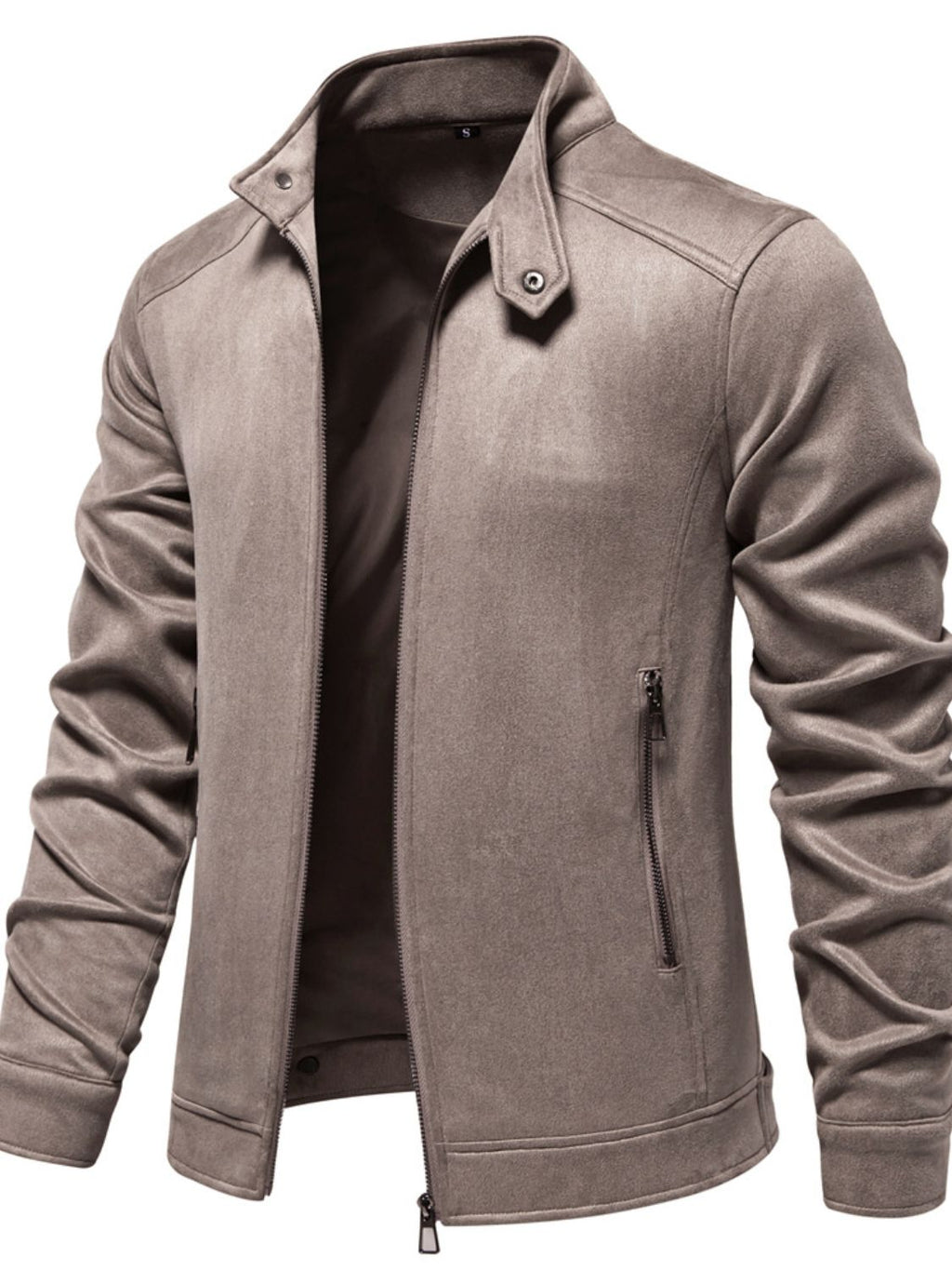 Men's Zip Up Long Sleeve Biker Jacket