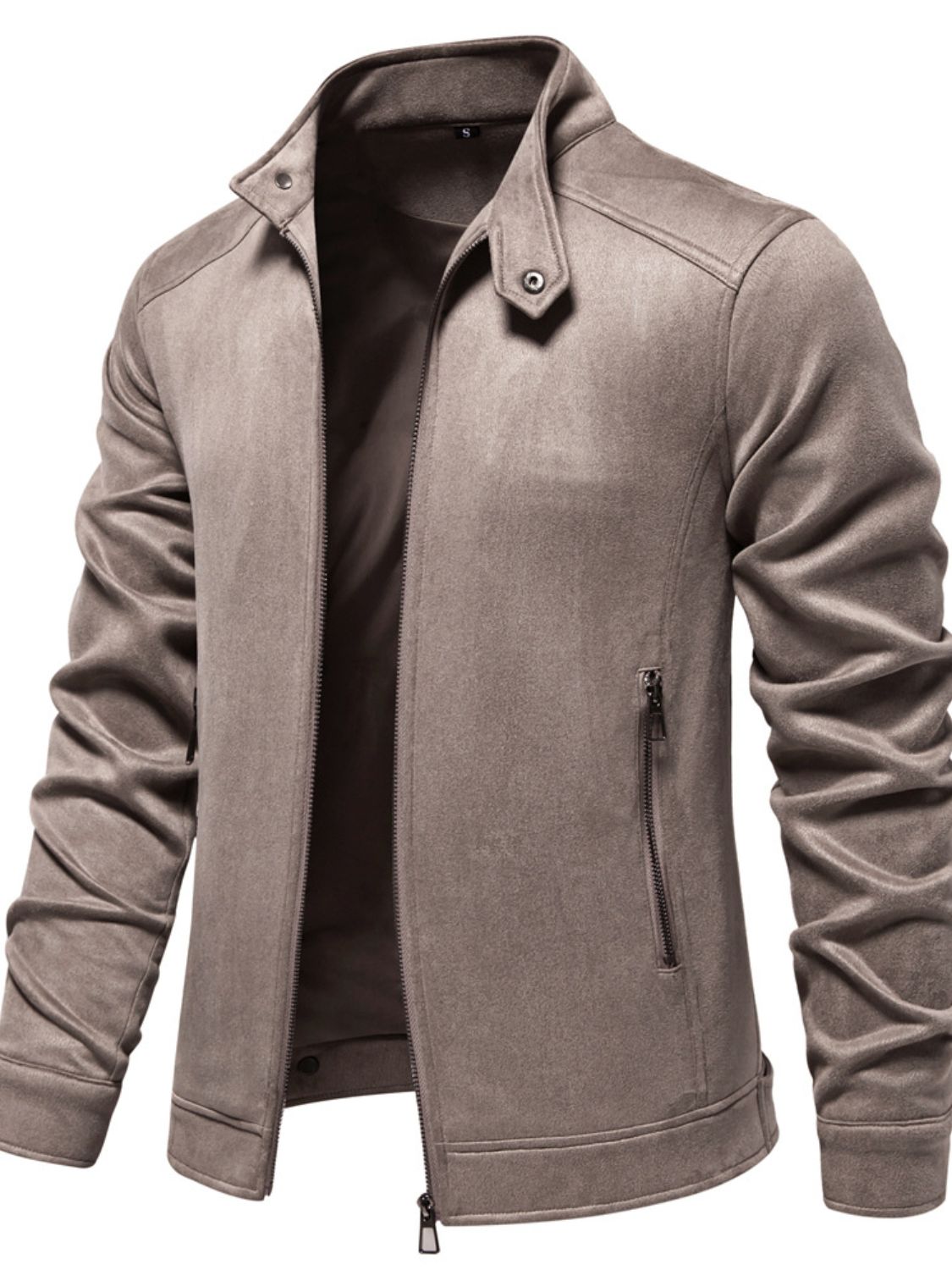 Men's Zip Up Long Sleeve Biker Jacket