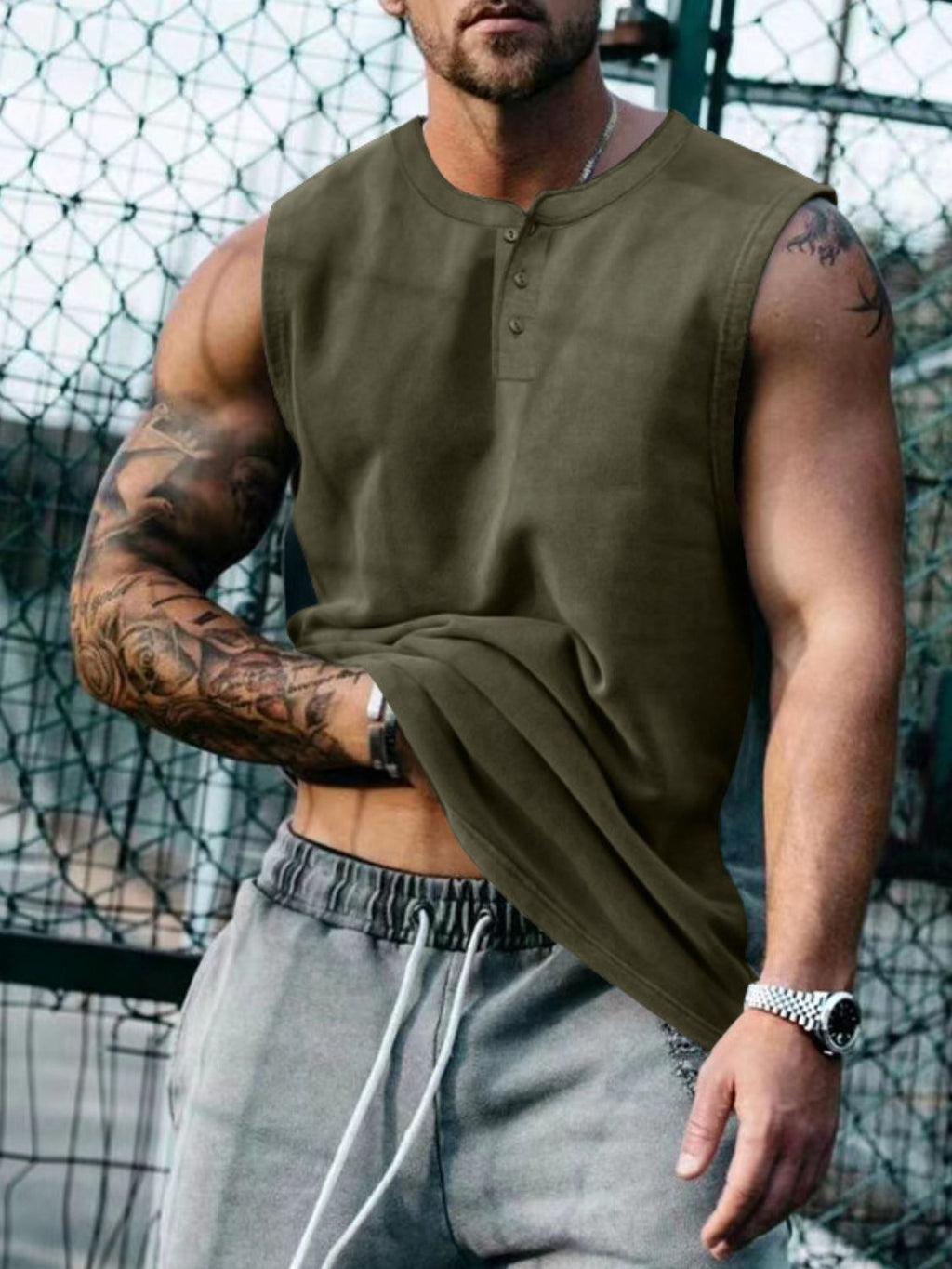 Men's Plus Size Round Neck Tank