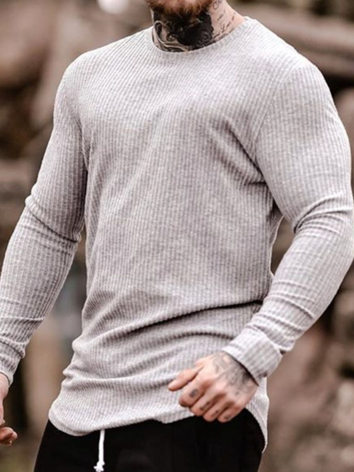 Men's Round Neck Long Sleeve T-Shirt