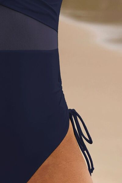 Drawstring Ruched V-Neck One-Piece Swimwear