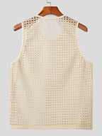 Men's Openwork Round Neck Tank